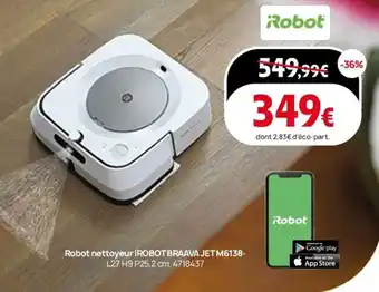 Darty Robot nettoyeur irobot braava jet m6138 offre