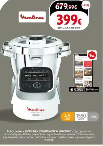 Darty Robot cuiseur moulinex companion xl hf80db10 offre
