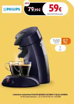 Darty Cafetière à dosettes philips senseo hd7806/71 bleu marine offre