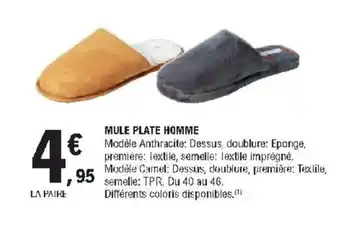 E.Leclerc Mule Plate Homme offre