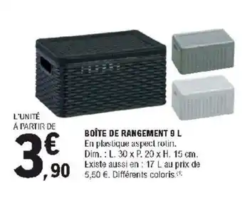 E.Leclerc Boîte de Rangement 9L offre