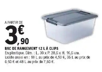 E.Leclerc Bac de Rangement 12L à Clips offre