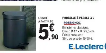 E.Leclerc Poubelle à Pedale 3L offre