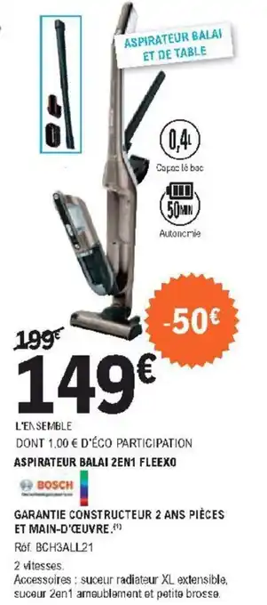 E.Leclerc Aspirateur Balai 2en1 Fleexo offre
