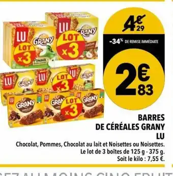 Supeco Barres de Céréales Grany offre