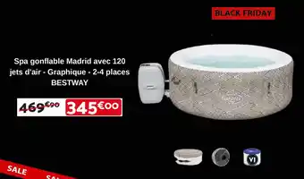 Bricomarché BESTWAY Spa gonflable Madrid avec 120 jets d'air - Graphique - 2-4 places offre