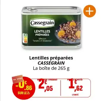 Coccinelle Supermarché CASSEGRAIN Lentilles préparées offre