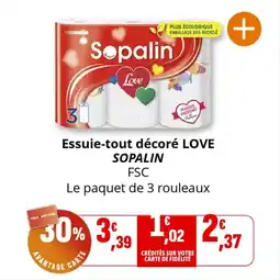 Coccinelle Supermarché SOPALIN Love Essuie-tout décoré offre