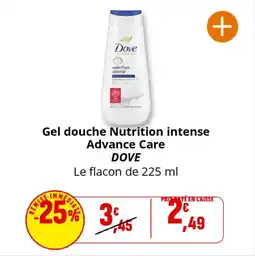 Coccinelle Supermarché DOVE Gel douche Nutrition intense Advance Care offre