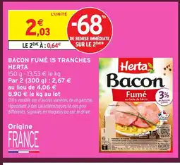 Intermarché Hyper HERTA Bacon fumé 15 tranches offre
