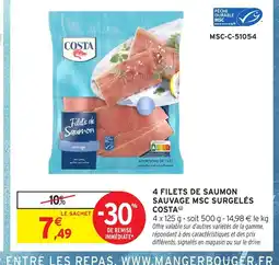 Intermarché Hyper COSTA 4 filets de saumon sauvage msc surgelés offre