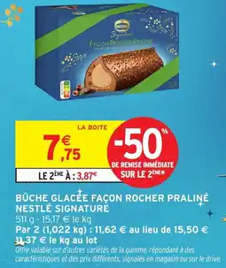 Intermarché Hyper Bûche glacée façon rocher praliné nestlé signature offre