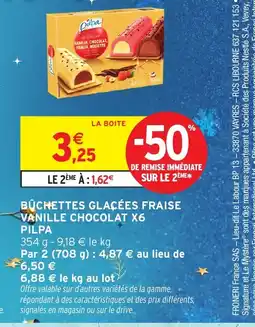Intermarché Hyper PILPA Bûchettes glacées fraise vanille chocolat x6 offre