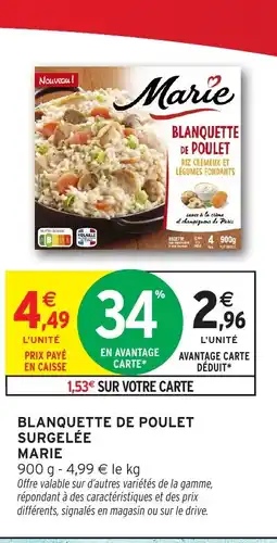 Intermarché Hyper MARIE Blanquette de poulet surgelée offre