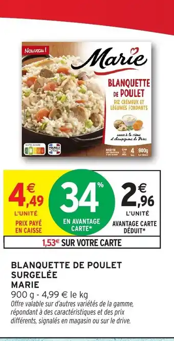 Intermarché Hyper MARIE Blanquette de poulet surgelée offre