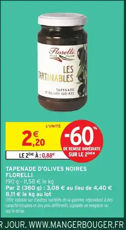 Intermarché Hyper FLORELLI Tapenade d'olives noires offre