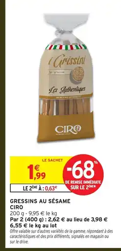 Intermarché Hyper CIRO Gressins au sésame offre