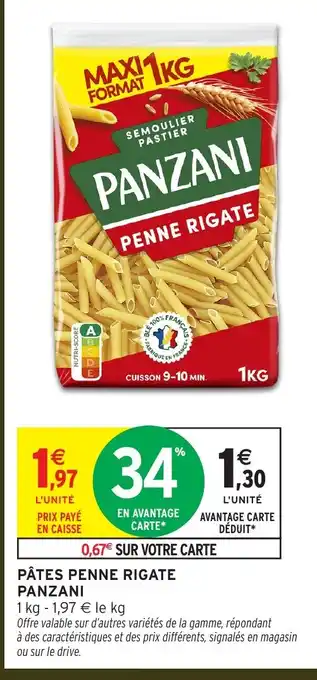 Intermarché Hyper PANZANI Pâtes penne rigate offre