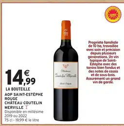 Intermarché Hyper CHÂTEAU COUTELIN MERVILLE Aop saint-estèphe rouge offre