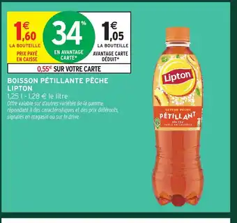 Intermarché Hyper LIPTON Boisson pétillante pêche offre
