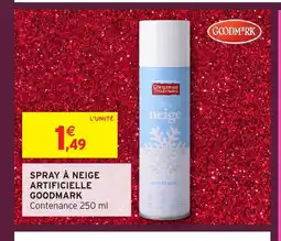 Intermarché Hyper GOODMARK Spray à neige artificielle offre