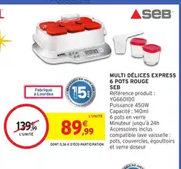 Intermarché Hyper SEB Multi délices express 6 pots rouge offre