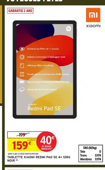 Intermarché Hyper Tablette xiaomi redmi pad se 4+ 128g noir offre