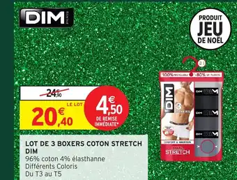 Intermarché Hyper DIM Lot de 3 boxers coton stretch offre