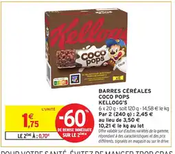 Intermarché Hyper KELLOGG'S Barres céréales coco pops offre