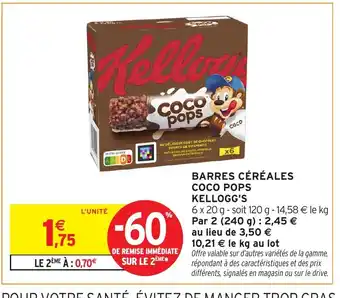 Intermarché Hyper KELLOGG'S Barres céréales coco pops offre