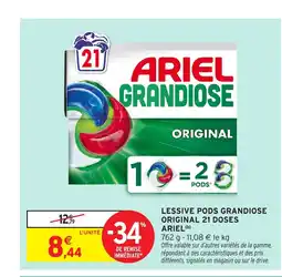 Intermarché Hyper ARIEL Lessive pods grandiose original 21 doses offre