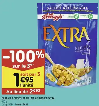 Leader Price Céréales chocolat au lait kellogg's extra offre