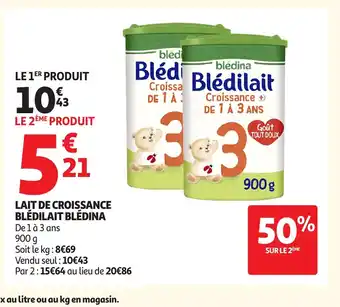 Auchan BLÉDINA Lait de croissance blédilait offre