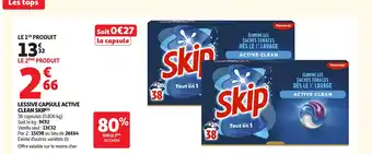 Auchan SKIP Lessive capsule active clean offre