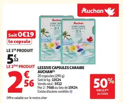 Auchan AUCHAN Lessive capsules caraibe offre
