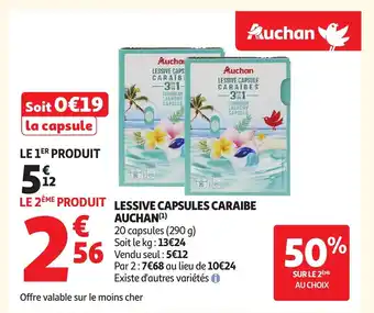 Auchan AUCHAN Lessive capsules caraibe offre