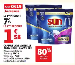 Auchan SUN Capsule lave vaisselle absolu brillance offre