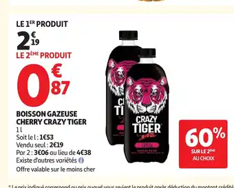 Auchan CRAZY TIGER Boisson gazeuse cherry offre