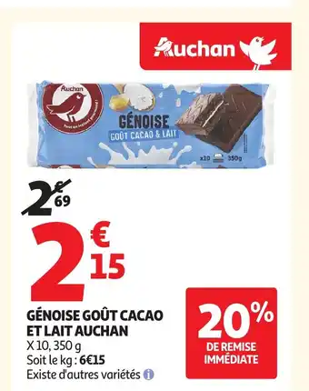 Auchan AUCHAN Génoise goût cacao et lait offre