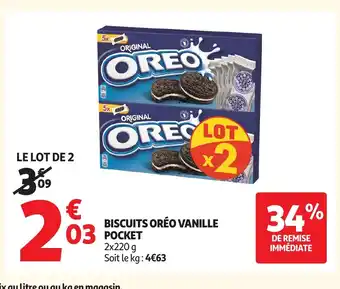 Auchan Biscuits oréo vanille pocket offre