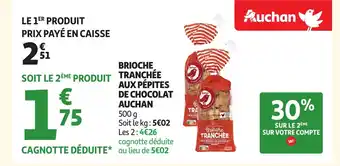 Auchan AUCHAN Brioche tranchée aux pépites de chocolat offre