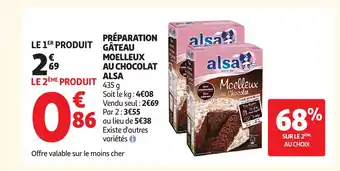 Auchan ALSA Préparation gâteau moelleux au chocolat offre