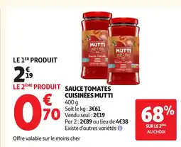 Auchan MUTTI Sauce tomates cuisinées offre