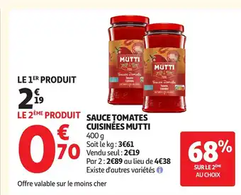 Auchan MUTTI Sauce tomates cuisinées offre
