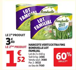 Auchan Haricots verts extra fins bonduelle lot familial offre