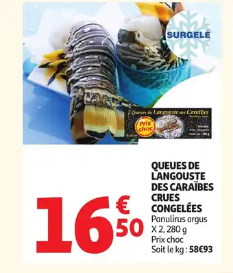 Auchan Queues de langouste des caraïbes crues congelées offre