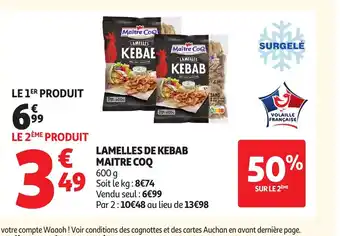Auchan MAITRE COQ Lamelles de kebab offre
