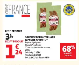 Auchan AMIOTTE Saucisse de montbéliard igp cuite offre