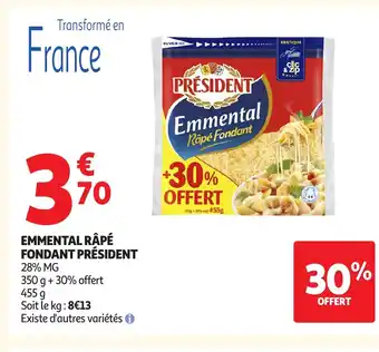 Auchan PRÉSIDENT Emmental râpé fondant offre
