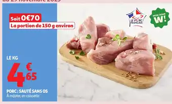 Auchan Porc : sauté sans os à offre